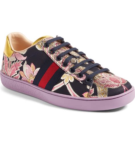 gucci ace sneakers floral|Gucci ace embellished leather sneakers.